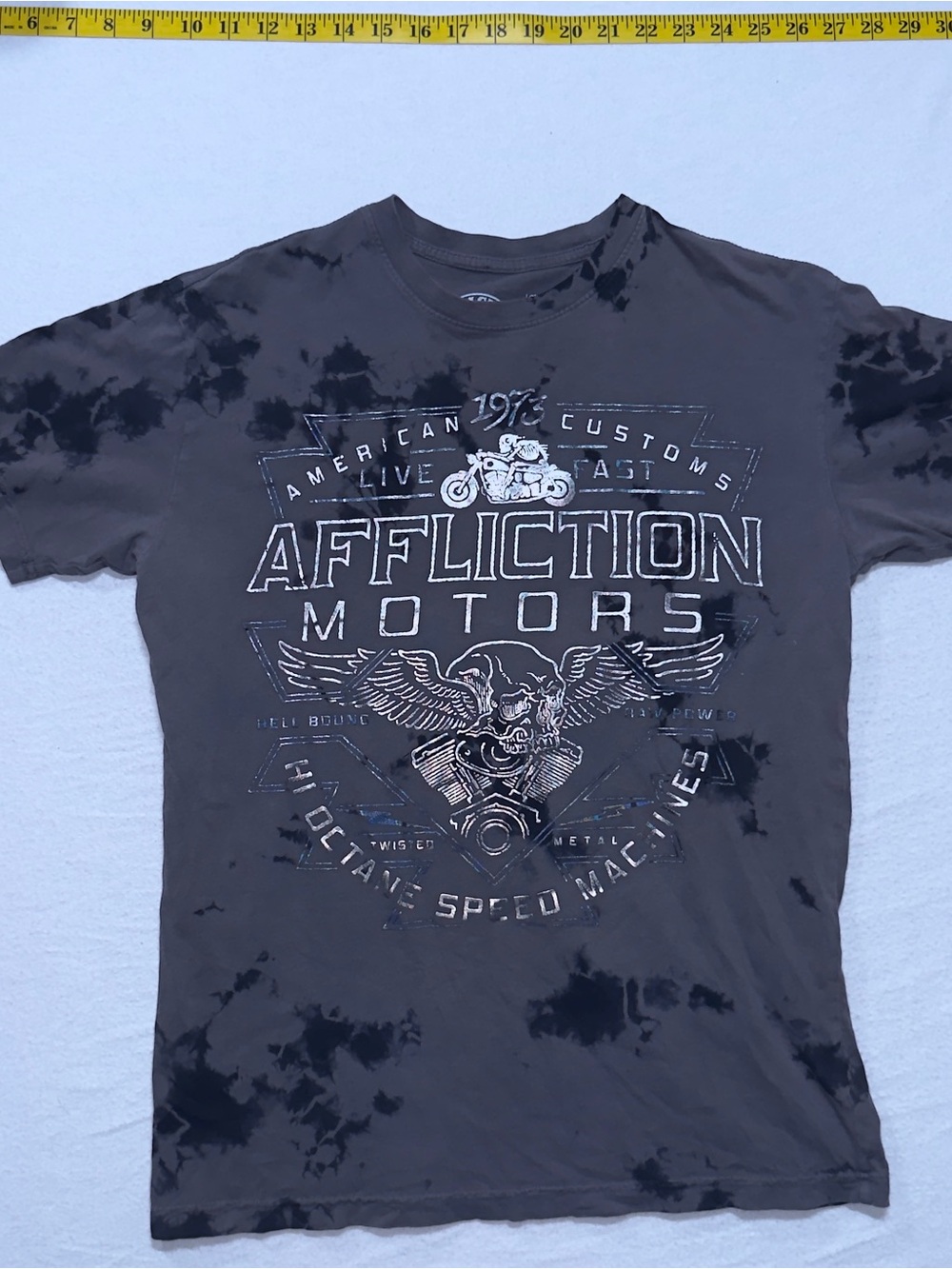 Affliction Men's Graphic Tee - Charcoal with Black Tie-Dye